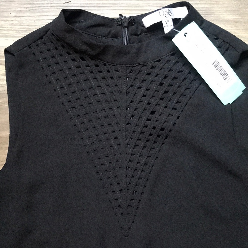 Q&A Mesh Women’s Blouse Black Sleeveless Dressy Top Small - Picture 10 of 16
